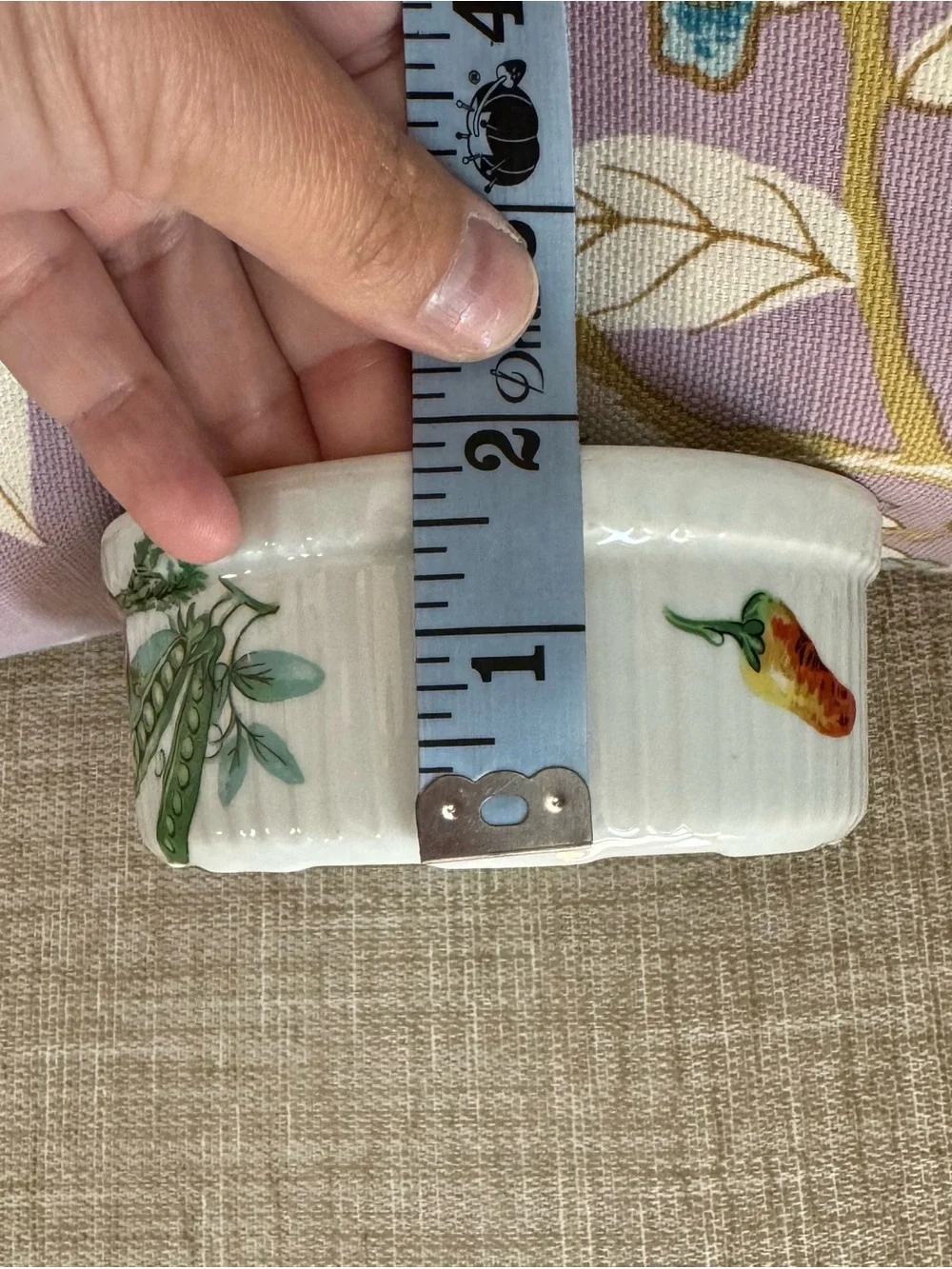 Vintage Apilco Garden Vegetable Pattern Porcelain Soufflé Dish / Ramekin